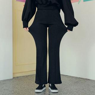 Pile-lined Boot-cut Sweatpants