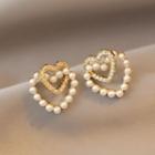Sterling Silver Faux Pearl Heart Stud Earring 1 Pair - Gold - One Size