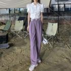 Short-sleeve Plain Shirt / Wide-leg Dress Pants