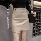 Faux Leather Irregular Mini A-line Skirt