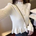 Buttoned Cable Knit Top