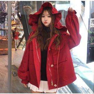 Ruffled Hooded Jacket