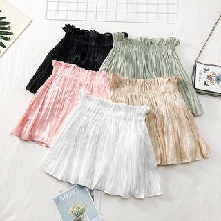 Paperbag High-waist Pleated A-line Skirt