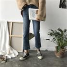High Waist Cropped Straight Cut Jeans