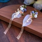 Faux Pearl Floral Bridal Drop Clip-on Earring Gold - One Size