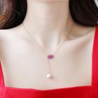 Rhinestone Lips Necklace Necklace - Lips - Purple - One Size
