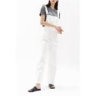 Cotton Wide-leg Overall Pants White - One Size