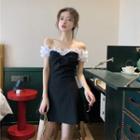 Off-shoulder Ruffled Short-sleeve Mini A-line Dress As Shown In Figure - One Size