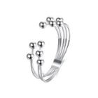 Simple And Fashion Five-line Round Bead Bangle Silver - One Size