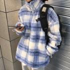 Plaid Half-zip Fleece Sweatshirt