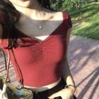 Set: Off-shoulder Cropped Top + Printed Pants