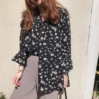 Bell-sleeve Floral Print Shirt