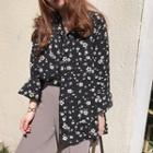 Bell-sleeve Floral Print Shirt