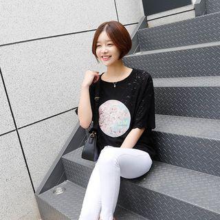 Cherry Blossom Print Lace T-shirt