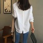 Drop-shoulder Button-back Shirt