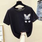 Short-sleeve Embroidered Ribbon T-shirt