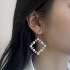 Faux Pearl Rhinestone Square Dangle Earring 1 Pair - Gold - One Size