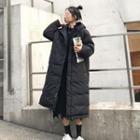 Plain Loose-fit Long Jacket Black - One Size