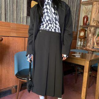 Open Back Double-breasted Blazer / Midi Pencil Skirt