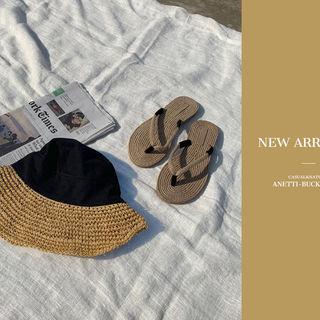 Straw Panel Bucket Hat Beige - One Size