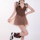 Mock Two-piece Mesh Panel Swimdress