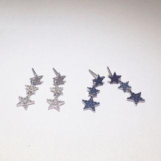 925 Sterling Silverrhinestone Star Drop Earrings