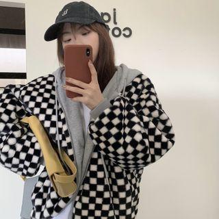 Hood Check Zip Jacket Check - Black & White - One Size