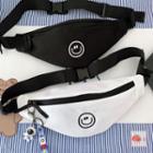 Smiley Face Embroidered Belt Bag