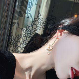 Alloy Rhinestone Heart Dangle Earring As Shown In Figure - One Size