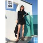 Piped Zip-detail Slim-fit Swim Dress Black - One Size