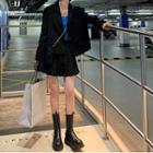 Plain Blazer / Accordion Pleat Skirt