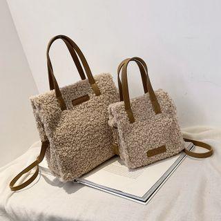 Top Handle Fleece Crossbody Bag