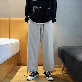 Plain Wide-leg Straight-leg Drawstring Pants