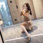 Long-sleeve Glitter Asymmetric Tiered Dress