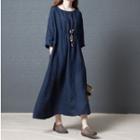 3/4-sleeve Maxi A-line Dress