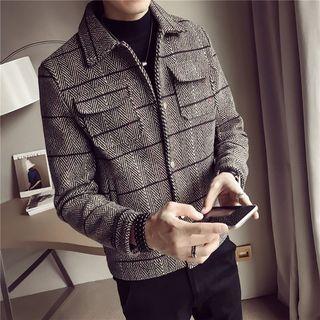 Plain Long-sleeve Woolen Jacket