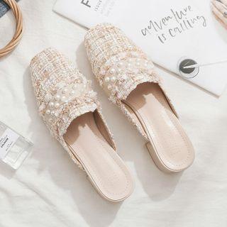 Tweed Block-heel Mules
