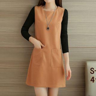 Long-sleeve Pocketed A-line Mini Dress
