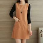Long-sleeve Pocketed A-line Mini Dress