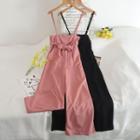 Tie-waist Wide Leg Suspender Pants