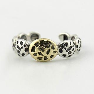 925 Sterling Silver Irregular Disc Open Ring Ring - Gold & Silver - One Size