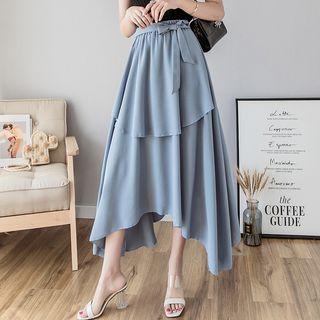 Asymmetrical Midi A-line Chiffon Skirt