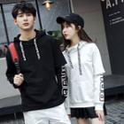 Couple Matching Lettering Mock Two-piece Hoodie