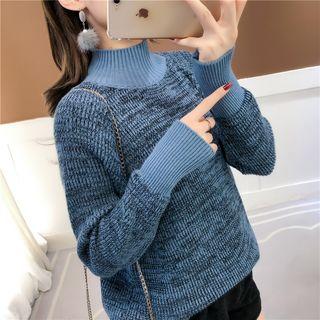 Melange Mock-neck Sweater