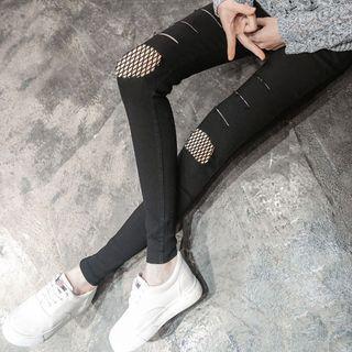 Fishnet Insert Skinny Pants