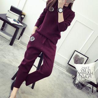 Set: Patch Embroidered Pullover + Sweatpants