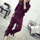 Set: Patch Embroidered Pullover + Sweatpants