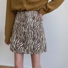 Zebra Print High-waist Mini A-line Skirt