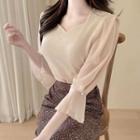 Sweetheart-neck Faux-pearl Blouse