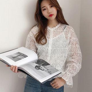 Loose-fit Lace Bell-sleeve Top